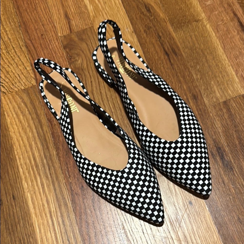 Stylish Black and White Checkered Slingback Heels